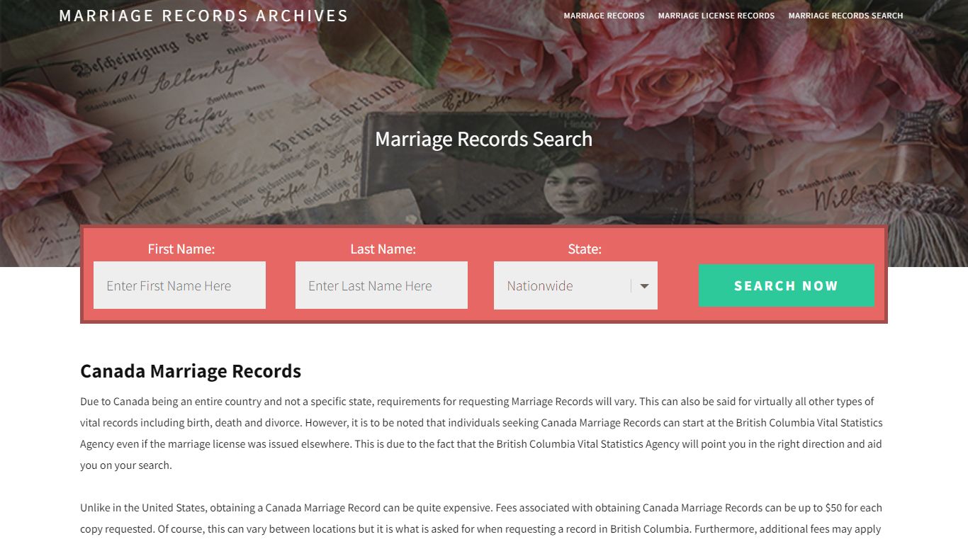 Canada Marriage Records | Enter Name and Search | 14 Days Free